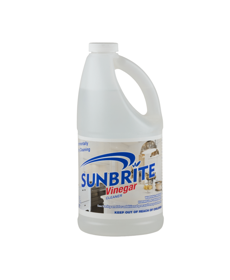A clear bottle of Sunbrite Vinegar.